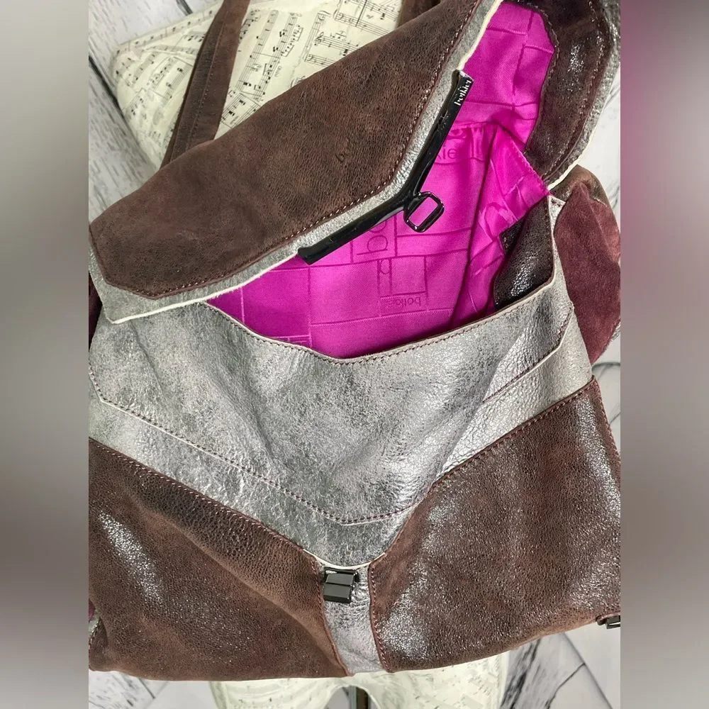 Botkier Satchel Handbag Suede & Metallic